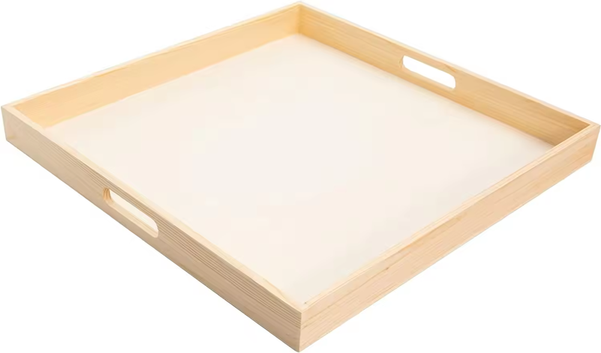 Wooden Nested Serving Trays - Set of 5 Unfinished Trays with Cut-Out Handles for Crafts - Image 5