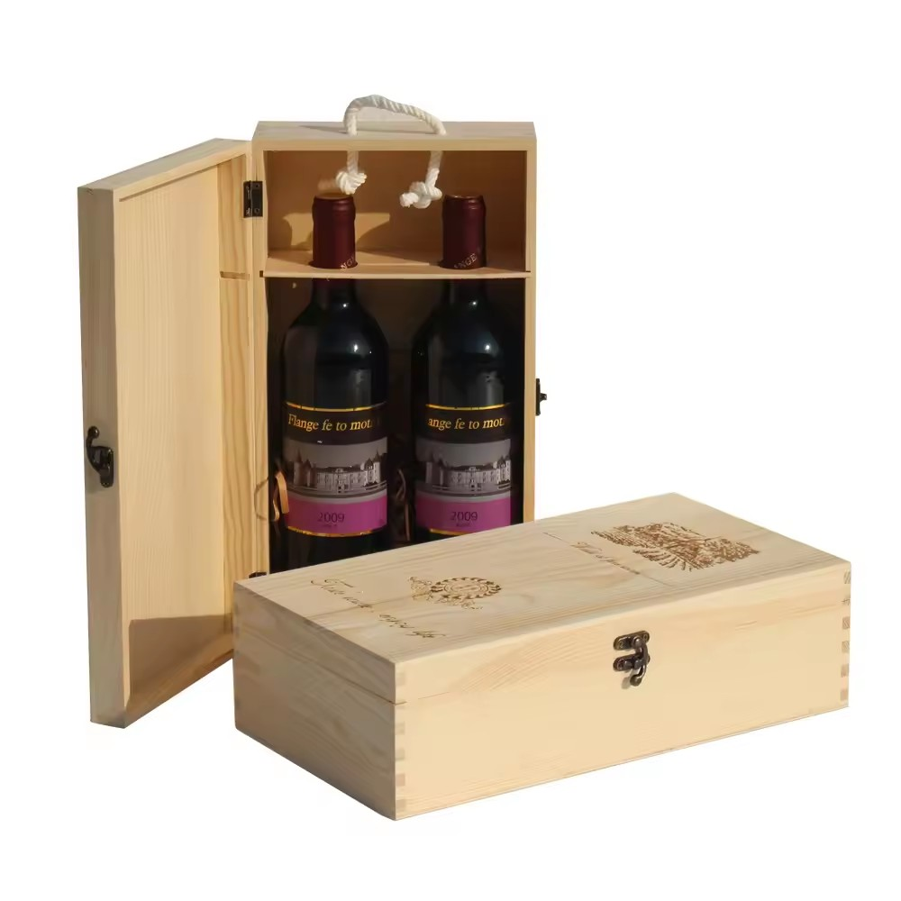 Custom Wine Accessory 2-Bottle Blank Wooden Wine Box