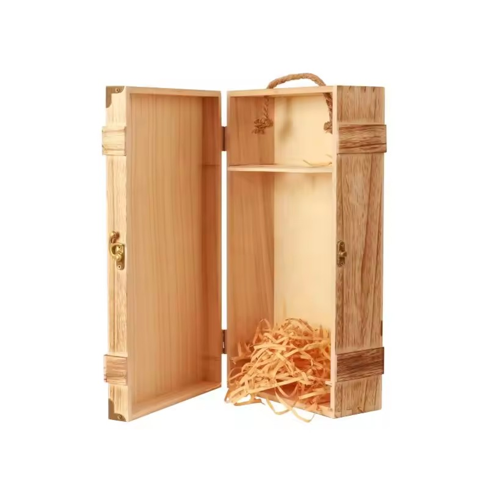 Custom Wine Accessory 2-Bottle Blank Wooden Wine Box - Image 3